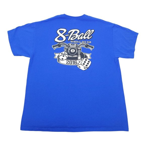 2016 8 Ball Memorial Dice Run T Shirt Size XL Motorcycle Rally Ride Chopper Hog - Picture 3 of 11